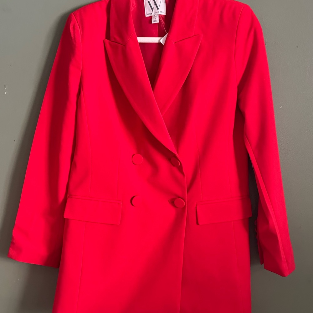 Worthington Bright Red Double-Breasted Blazer